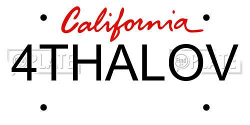 4THALOV California License Plate