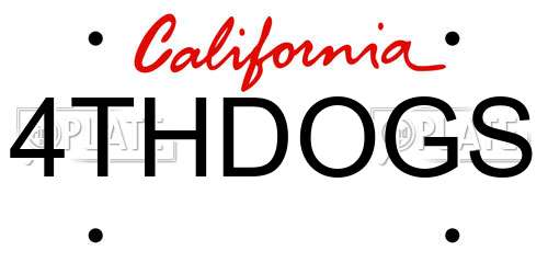 4THDOGS California License Plate