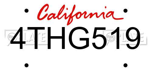 4THG519 California License Plate