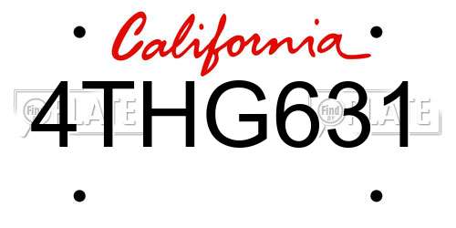 4THG631 California License Plate