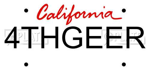 4THGEER California License Plate