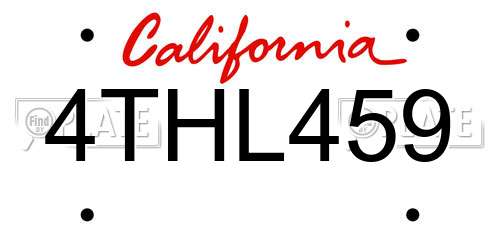 4THL459 California License Plate