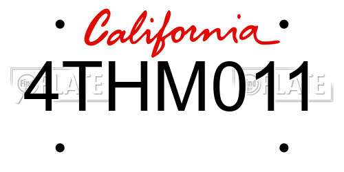 4THM011 California License Plate