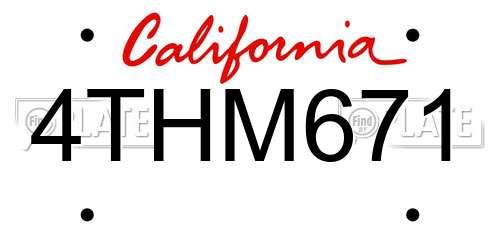 4THM671 California License Plate