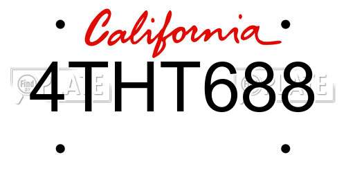 4THT688 California License Plate