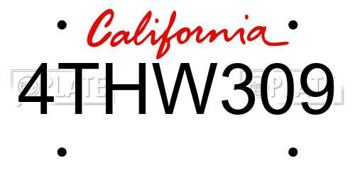 4THW309 California License Plate