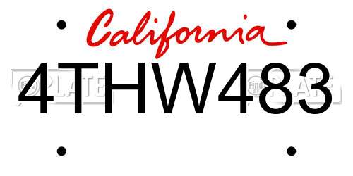 4THW483 California License Plate