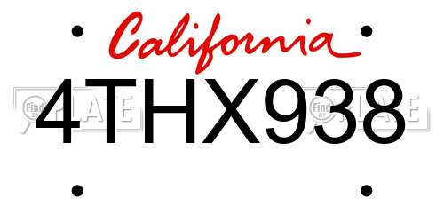 4THX938 California License Plate