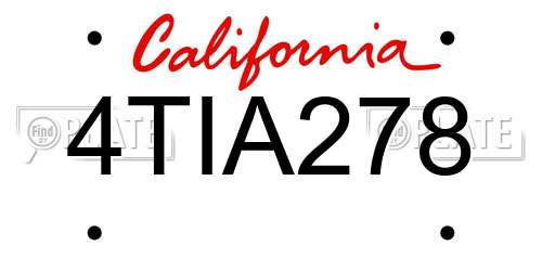 4TIA278 California License Plate
