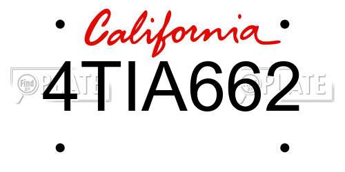 4TIA662 California License Plate