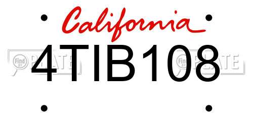 4TIB108 California License Plate