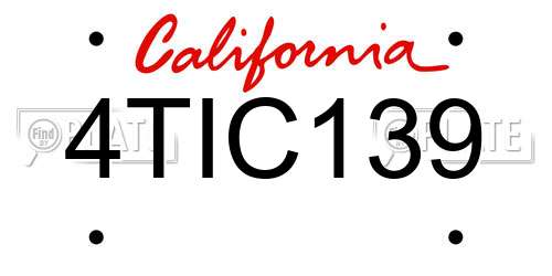4TIC139 California License Plate