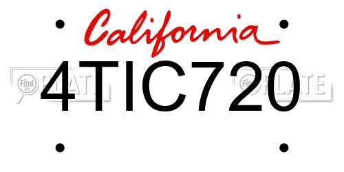4TIC720 California License Plate