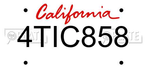 4TIC858 California License Plate