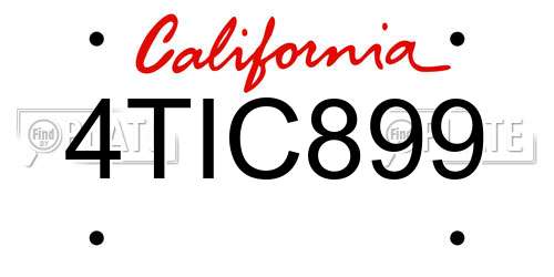 4TIC899 California License Plate