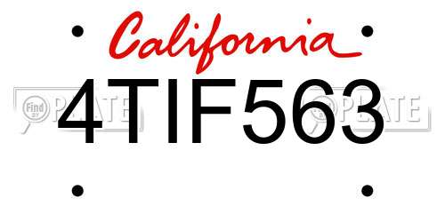 4TIF563 California License Plate