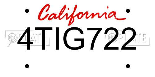 4TIG722 California License Plate