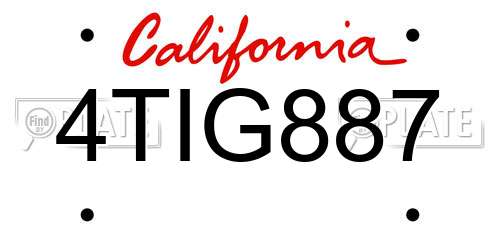 4TIG887 California License Plate