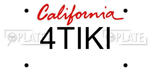 4TIKI California License Plate