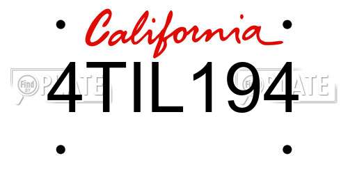 4TIL194 California License Plate