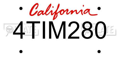 4TIM280 California License Plate