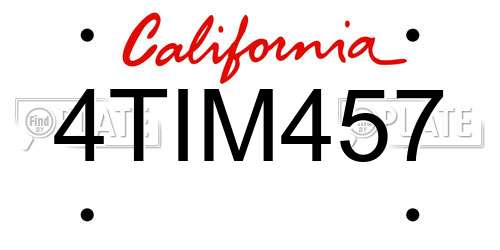 4TIM457 California License Plate