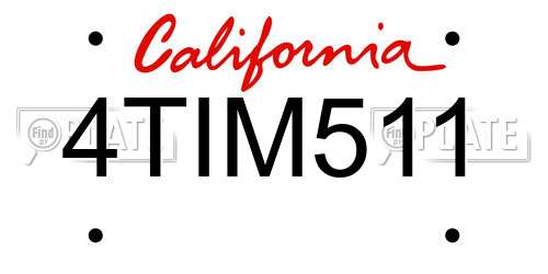 4TIM511 California License Plate