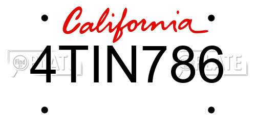 4TIN786 California License Plate