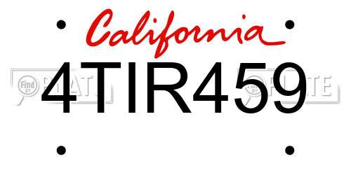 4TIR459 California License Plate