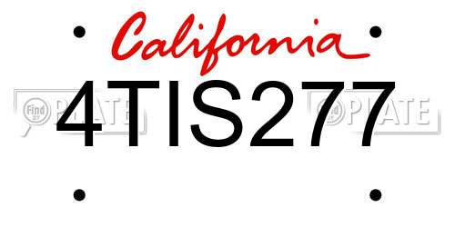 4TIS277 California License Plate