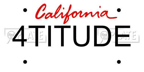 4TITUDE California License Plate