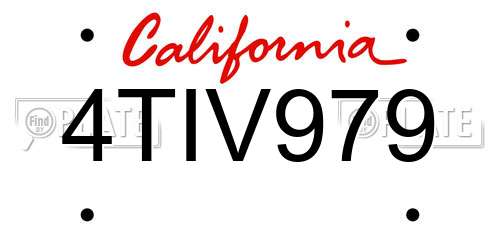 4TIV979 California License Plate