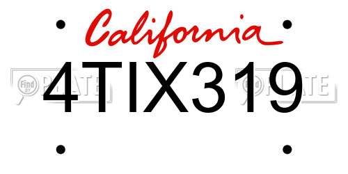 4TIX319 California License Plate