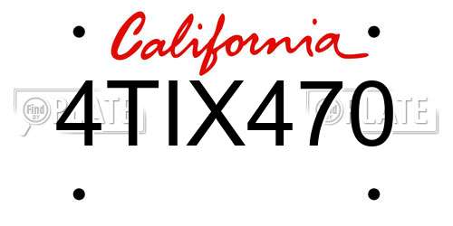 4TIX470 California License Plate