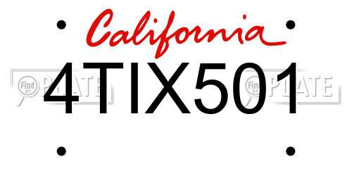 4TIX501 California License Plate