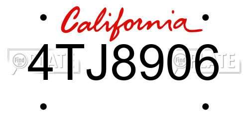 4TJ8906 California License Plate