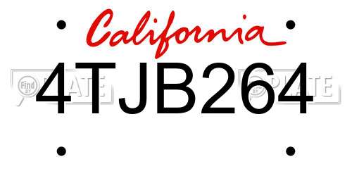 4TJB264 California License Plate