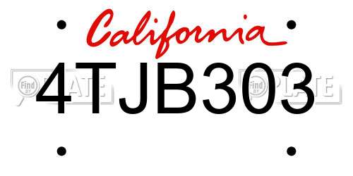4TJB303 California License Plate