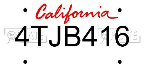 4TJB416 California License Plate