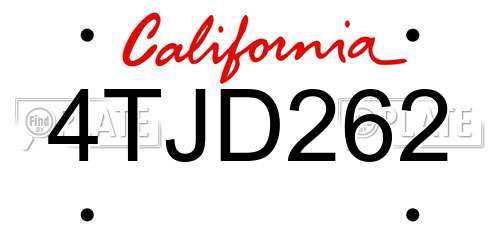 4TJD262 California License Plate