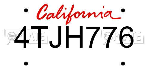 4TJH776 California License Plate