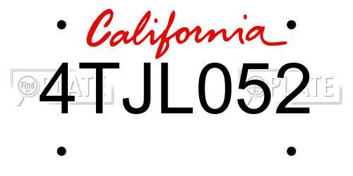 4TJL052 California License Plate