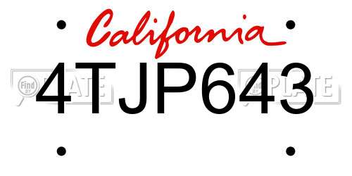 4TJP643 California License Plate