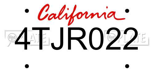 4TJR022 California License Plate