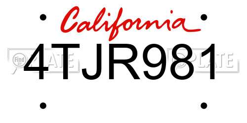 4TJR981 California License Plate