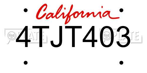 4TJT403 California License Plate