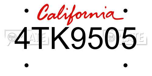 4TK9505 California License Plate
