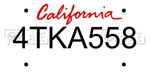 4TKA558 California License Plate