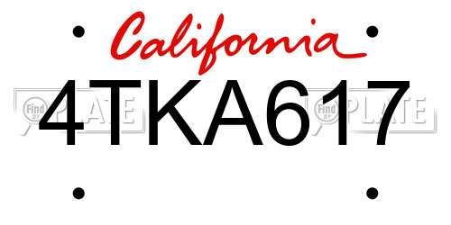 4TKA617 California License Plate
