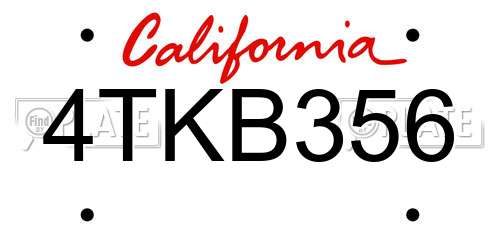 4TKB356 California License Plate